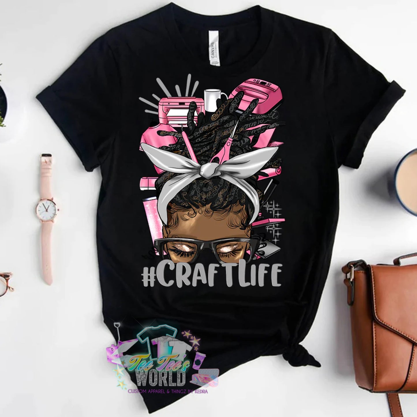 Loc Messy Bun Pink Craftlife DTF Transfer ONLY