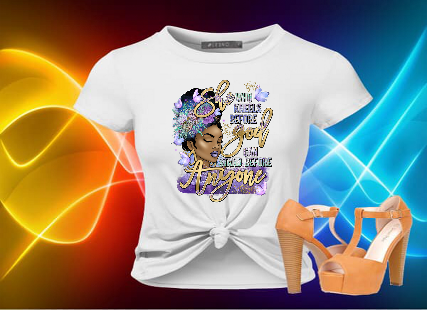 She Who Kneels Before God Purple And Gold DTF Transfer